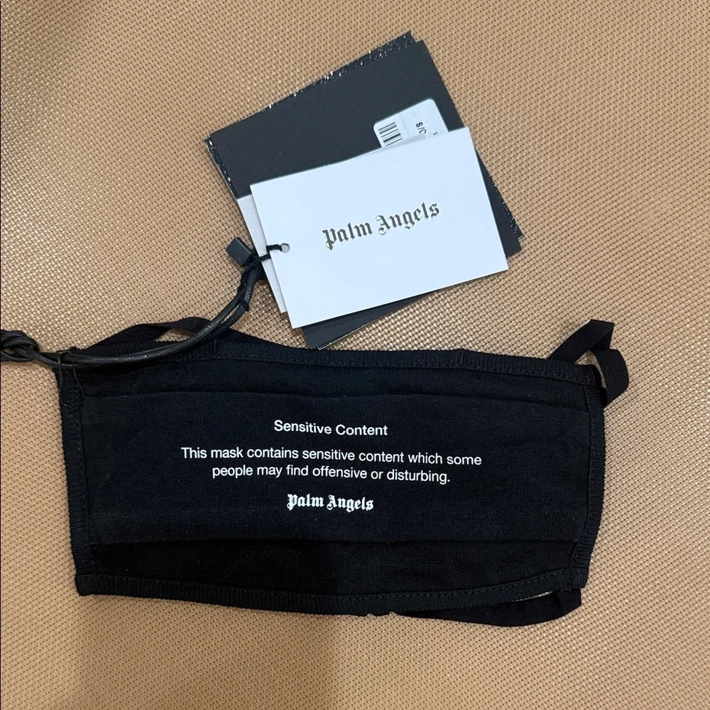 Palm Angels Black Text Face Mask